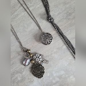 Set of 3 maurices long rhinestone necklaces charm drop fashion jewelry